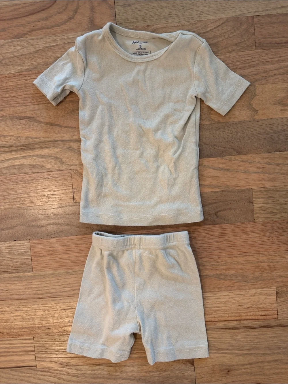 Kids Short Sleeve Pajama Sets - Light Gray Stripe & Solid (3-Pack)